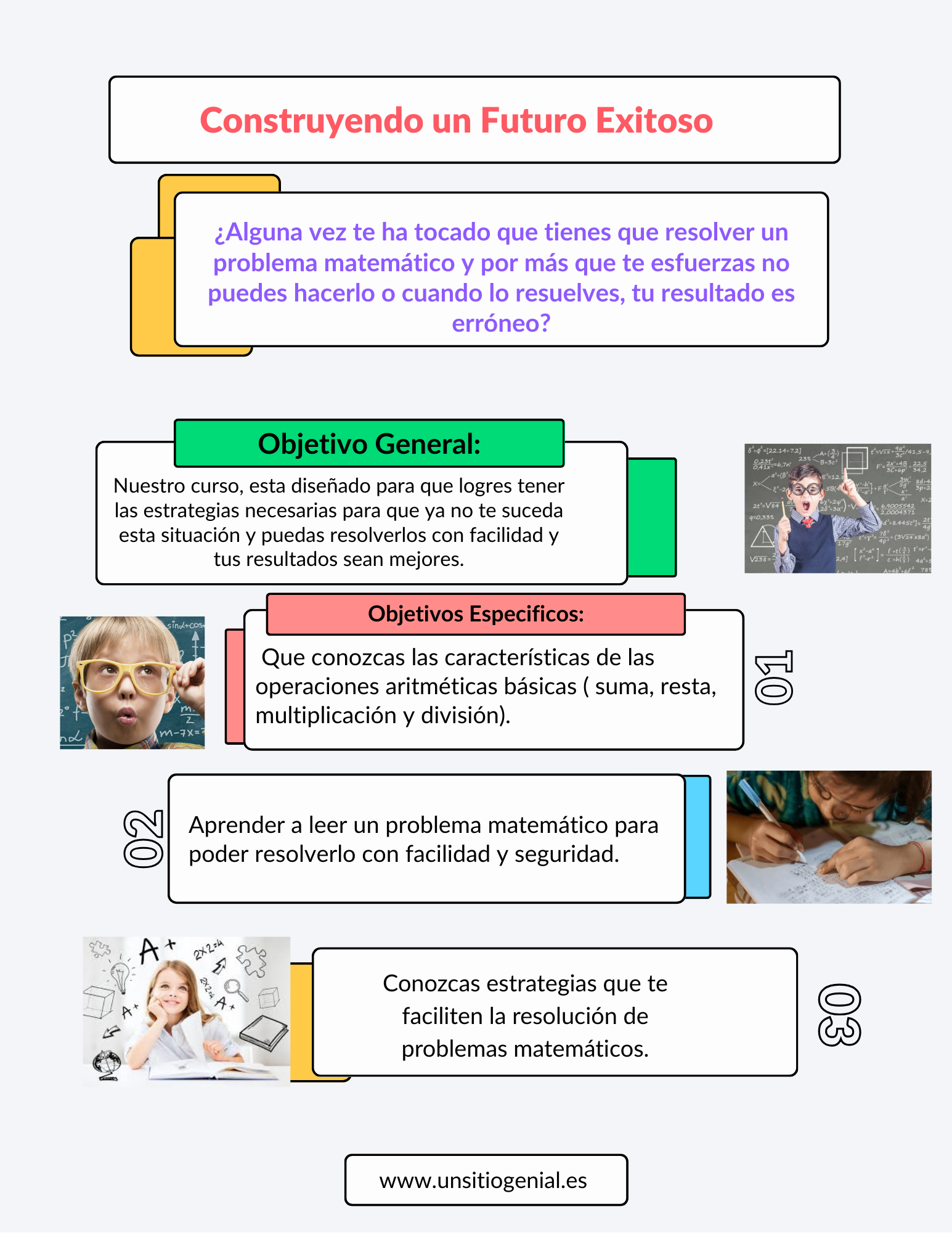 En esta imagen te brinda las especificaciones Objetivo general, que logres las estrategias necesarias para la resolución de problemas con el uso de operaciones aritméticas.